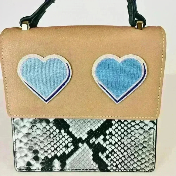 Anthropologie Jules Kae Snake Print Bag with Hearts. - Picture 5 of 8